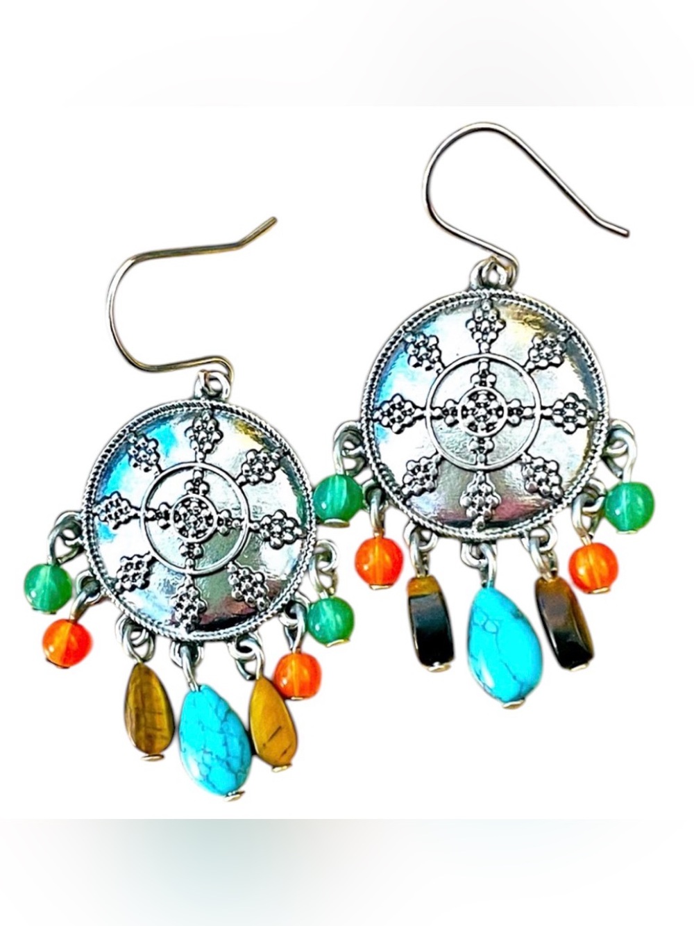 Chaps Ralph Lauren Boho Silver Dangle Earrings
